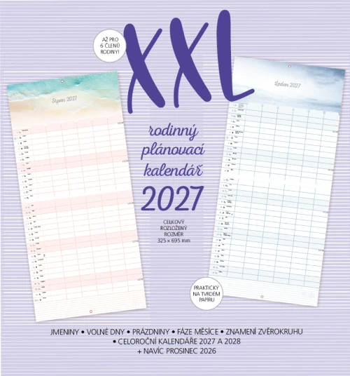 XXL rodinný plánovací kalendář na rok 2027